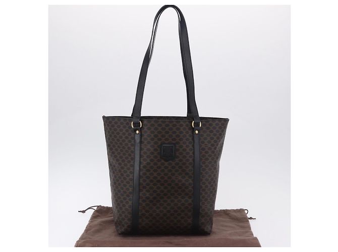 Céline Borsa a tracolla CELINE Macadam Canvas PVC Leather Black Gold Auth 197880V Nero D'oro - vista 12