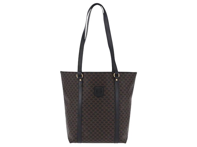 Céline Borsa a tracolla CELINE Macadam Canvas PVC Leather Black Gold Auth 197880V Nero D'oro - vista 13