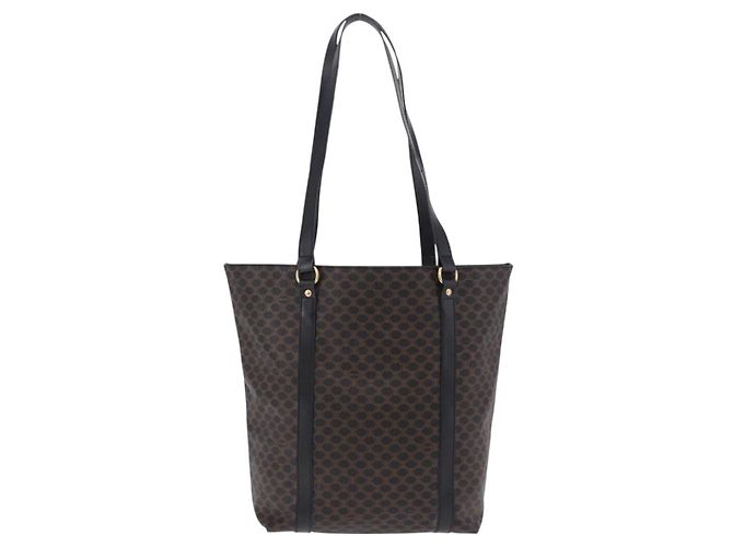 Céline Borsa a tracolla CELINE Macadam Canvas PVC Leather Black Gold Auth 197880V Nero D'oro - vista 2