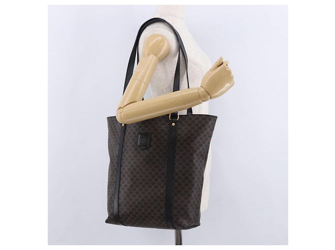Céline Borsa a tracolla CELINE Macadam Canvas PVC Leather Black Gold Auth 197880V Nero D'oro - vista 24
