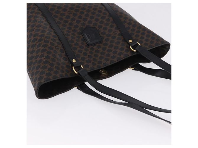 Céline Borsa a tracolla CELINE Macadam Canvas PVC Leather Black Gold Auth 197880V Nero D'oro - vista 6