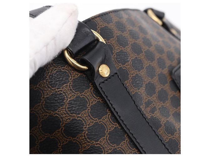 Céline Borsa a tracolla CELINE Macadam Canvas PVC Leather Black Gold Auth 197880V Nero D'oro - vista 9