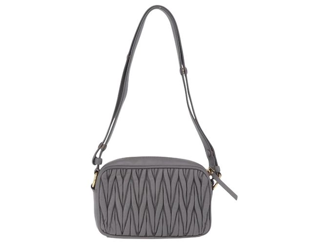 Borsa a tracolla Miu Miu Matelassé in pelle grigia oro Auth 200246V Marrone D'oro - vista 2