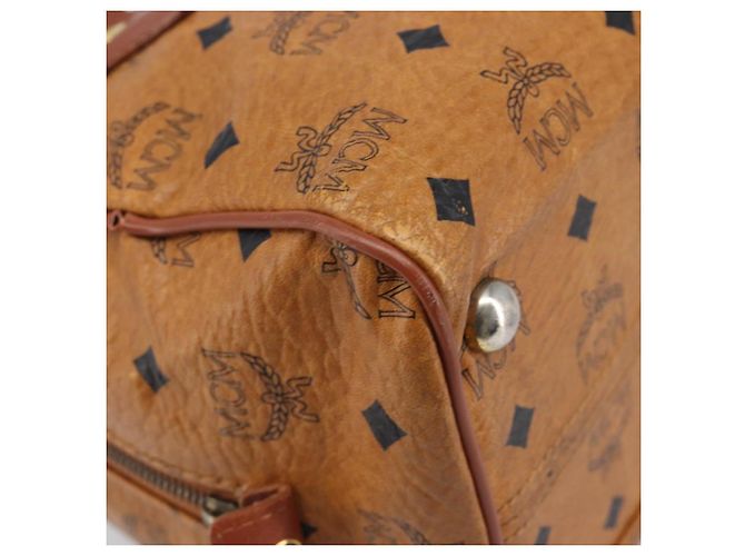 Borsa Boston MCM Vicetos Logogram PVC Leather Brown Gold Auth 200900 Marrone D'oro - vista 11