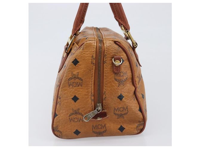 Borsa Boston MCM Vicetos Logogram PVC Leather Brown Gold Auth 200900 Marrone D'oro - vista 5