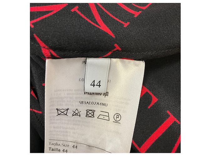 Valentino Garavani Blusa de seda Valentino Black / Red Logo Print Negro - vista 4