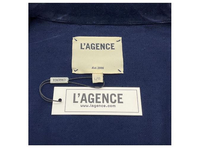 L'Agence Wayne Cropped Jacke aus dunkelblauem Samt, offene Front Marineblau - Ansicht 4
