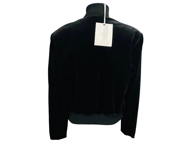 Giacca in velluto Max Mara Sfilata nera con perline, nappe e zip frontale Nero - vista 3