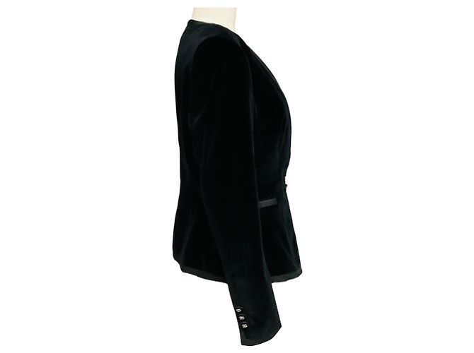 Dolce & Gabbana schwarzer Samt-Blazer mit DG-Logo-Knöpfen - Ansicht 2