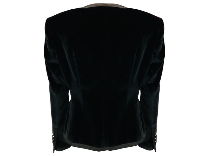 Dolce & Gabbana schwarzer Samt-Blazer mit DG-Logo-Knöpfen - Ansicht 3