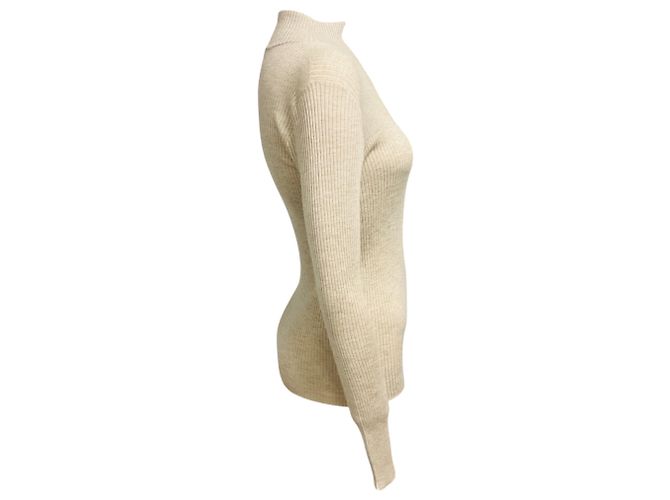 Top con cremallera de manga larga Brunello Cucinelli Beige / Gold Metallic Shimmer - vista 2