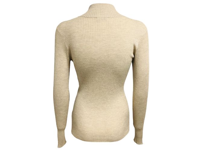Top con cremallera de manga larga Brunello Cucinelli Beige / Gold Metallic Shimmer - vista 3