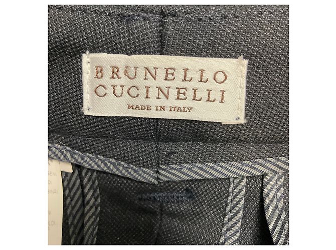 Pantalones de lana azul marino Brunello Cucinelli con Monili - vista 4