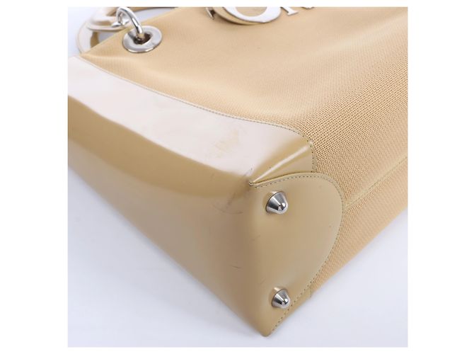 Borsa Christian Dior Lady Dior in pelle x canvas beige - vista 11