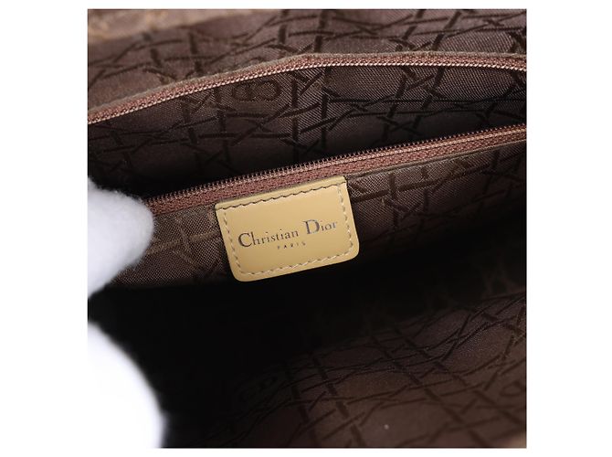 Borsa Christian Dior Lady Dior in pelle x canvas beige - vista 14