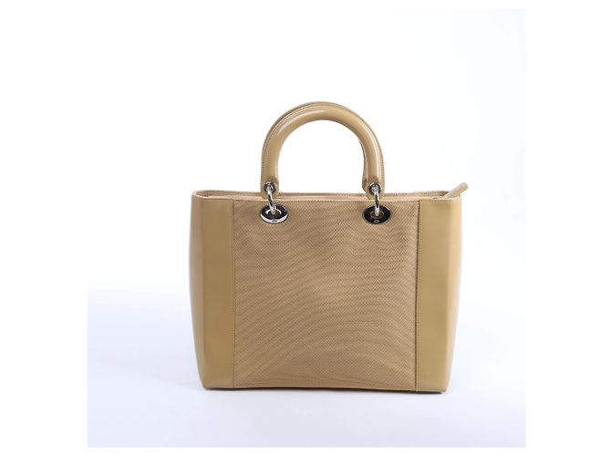 Borsa Christian Dior Lady Dior in pelle x canvas beige - vista 2