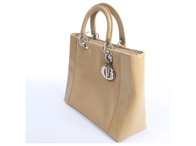Borsa Christian Dior Lady Dior in pelle x canvas beige - vista 6
