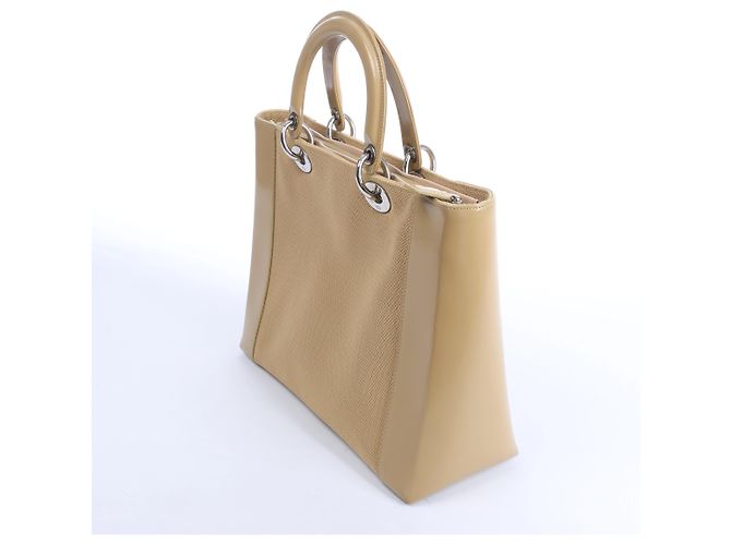 Borsa Christian Dior Lady Dior in pelle x canvas beige - vista 7