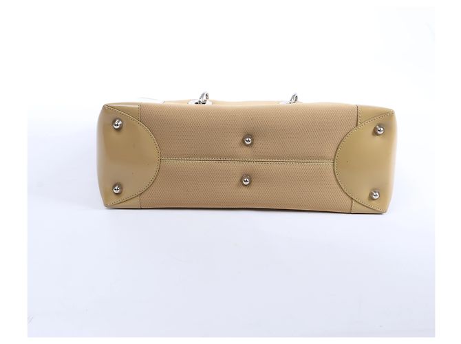 Borsa Christian Dior Lady Dior in pelle x canvas beige - vista 8