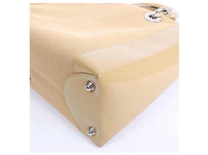 Borsa Christian Dior Lady Dior in pelle x canvas beige - vista 9