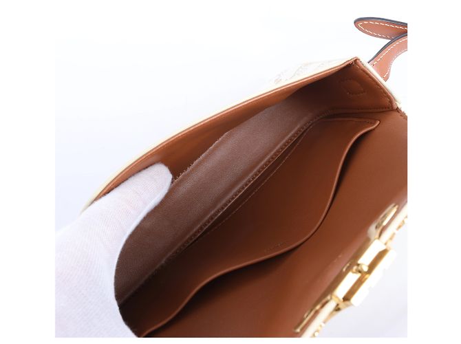 Céline Borsa a tracolla Celine Triomphe Claude in PVC e pelle Beige - vista 11