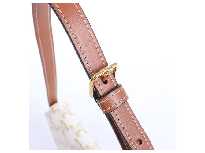 Céline Borsa a tracolla Celine Triomphe Claude in PVC e pelle Beige - vista 5