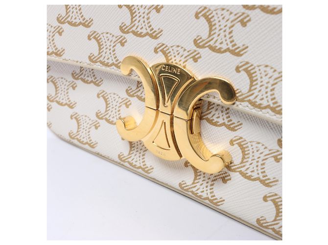 Céline Borsa a tracolla Celine Triomphe Claude in PVC e pelle Beige - vista 6