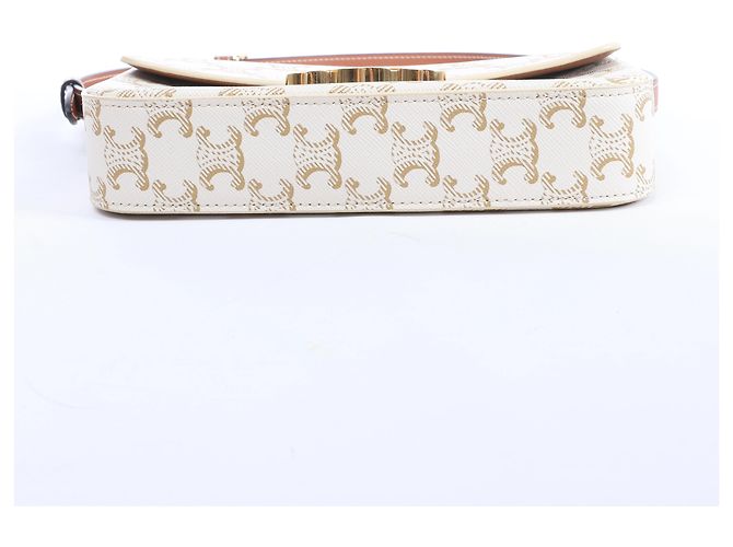 Céline Borsa a tracolla Celine Triomphe Claude in PVC e pelle Beige - vista 7