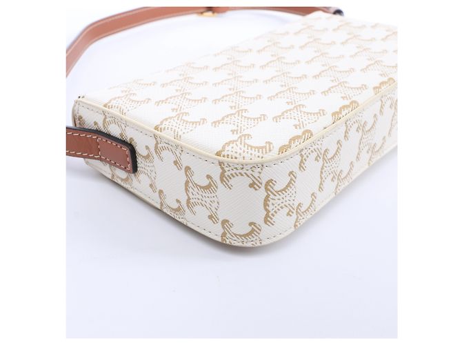 Céline Borsa a tracolla Celine Triomphe Claude in PVC e pelle Beige - vista 9