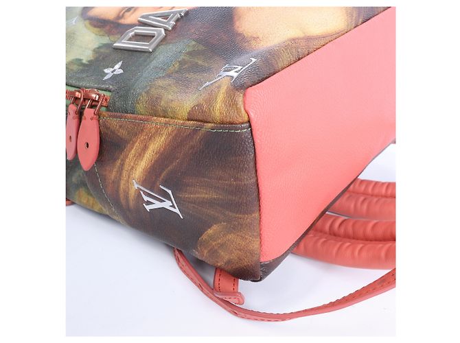 Zaino Louis Vuitton x Jeff Koons Masters Collection Da Vinci Palm Springs PM in Rosa x Verde M43375 - vista 12