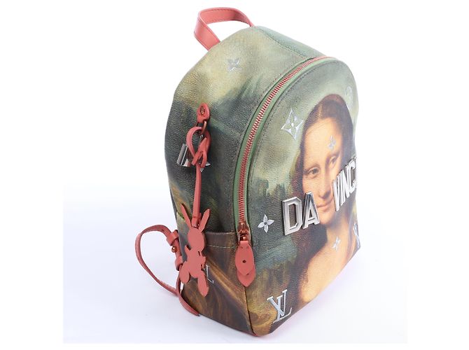Zaino Louis Vuitton x Jeff Koons Masters Collection Da Vinci Palm Springs PM in Rosa x Verde M43375 - vista 2