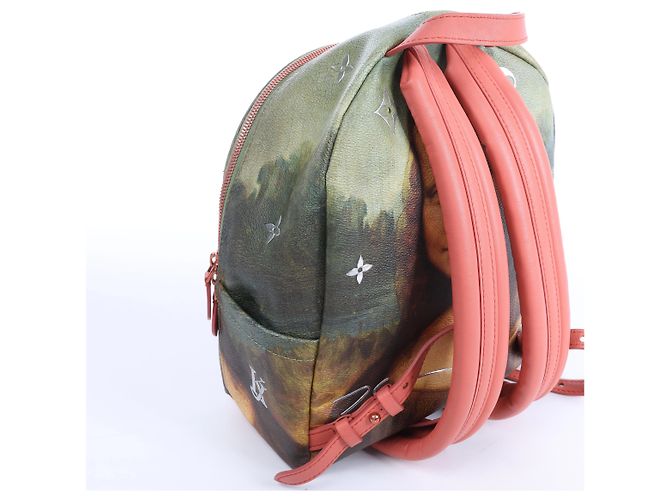 Zaino Louis Vuitton x Jeff Koons Masters Collection Da Vinci Palm Springs PM in Rosa x Verde M43375 - vista 4