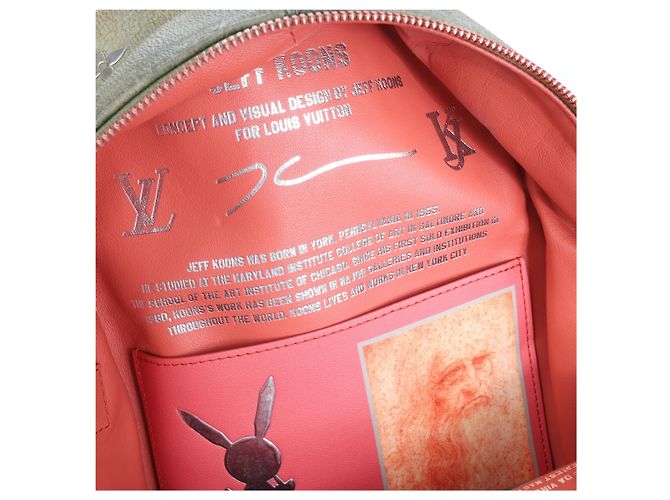 Zaino Louis Vuitton x Jeff Koons Masters Collection Da Vinci Palm Springs PM in Rosa x Verde M43375 - vista 5