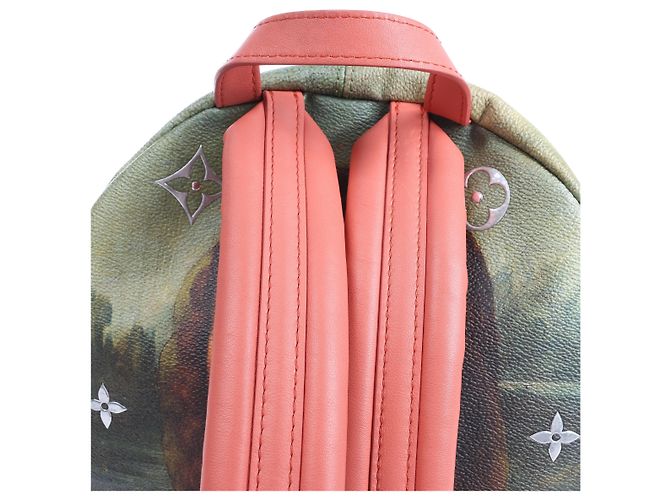 Zaino Louis Vuitton x Jeff Koons Masters Collection Da Vinci Palm Springs PM in Rosa x Verde M43375 - vista 7