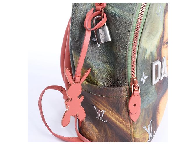 Zaino Louis Vuitton x Jeff Koons Masters Collection Da Vinci Palm Springs PM in Rosa x Verde M43375 - vista 9