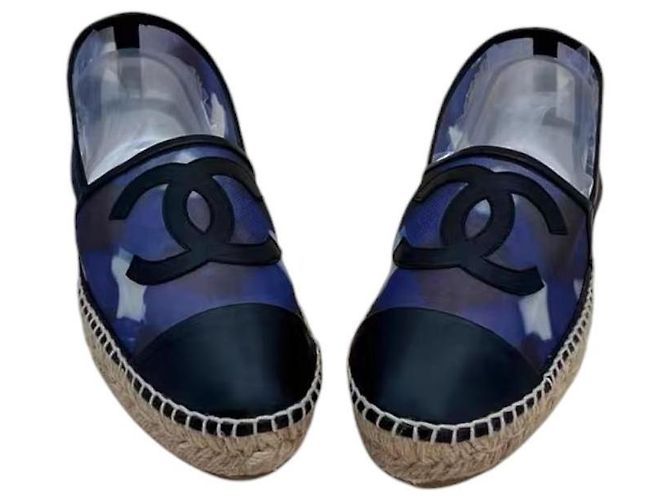 Chanel Mesh-Leder Espadrilles mit CC-Logo - Lila/Schwarz Weiß Blau - Ansicht 3