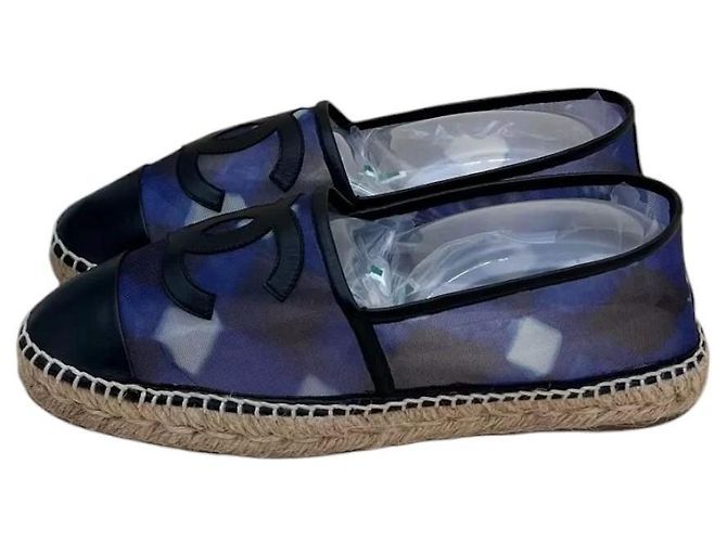 Chanel Mesh-Leder Espadrilles mit CC-Logo - Lila/Schwarz Weiß Blau - Ansicht 4