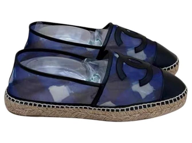 Chanel Mesh-Leder Espadrilles mit CC-Logo - Lila/Schwarz Weiß Blau - Ansicht 5