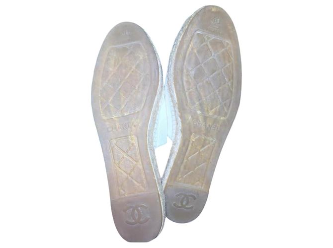 Chanel Mules Espadrilles in Pelle Nero e Bianco CC - vista 9