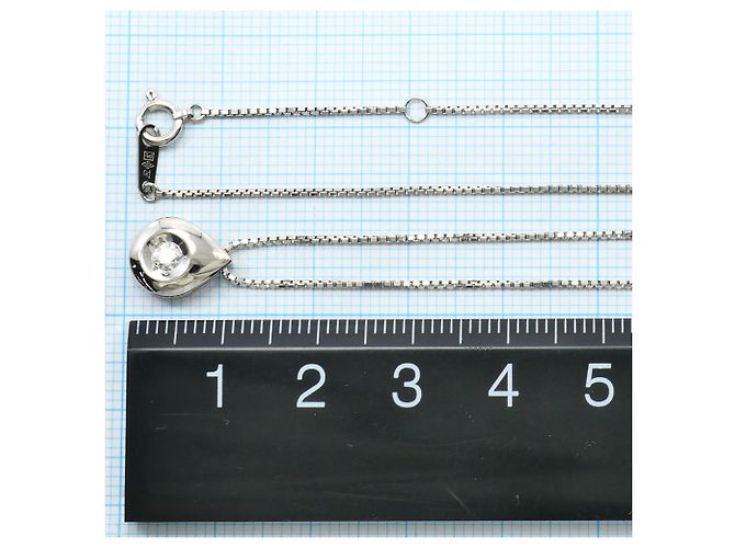 Autre Marque Platinhalskette mit Diamantanhänger - Ansicht 4