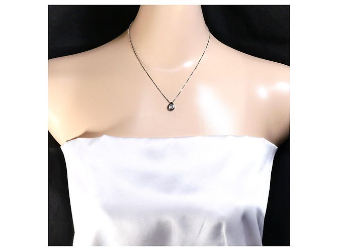 Autre Marque Platinhalskette mit Diamantanhänger - Ansicht 5