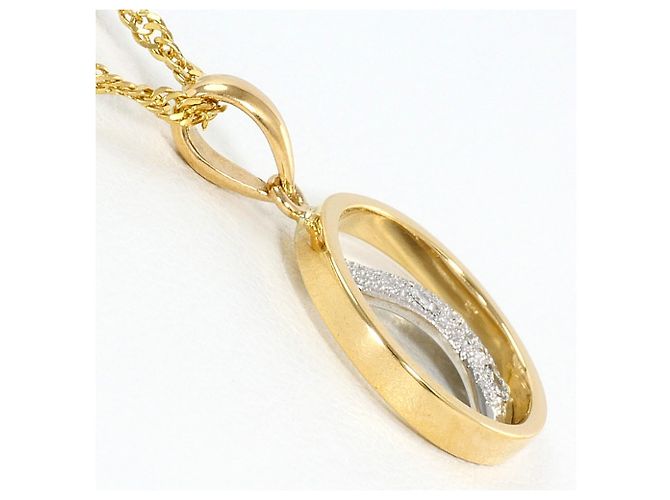 Autre Marque Collana con pendente in oro giallo 18K e platino con diamante D'oro - vista 2
