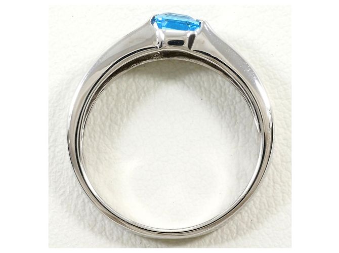 Autre Marque Anello a fascia in oro bianco con topazio blu e diamante D'oro - vista 2