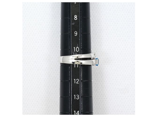 Autre Marque Anello a fascia in oro bianco con topazio blu e diamante D'oro - vista 6