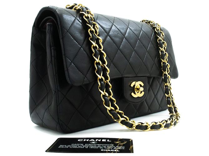 Chanel Classic Flap Lambskin Medium Nero - vista 3