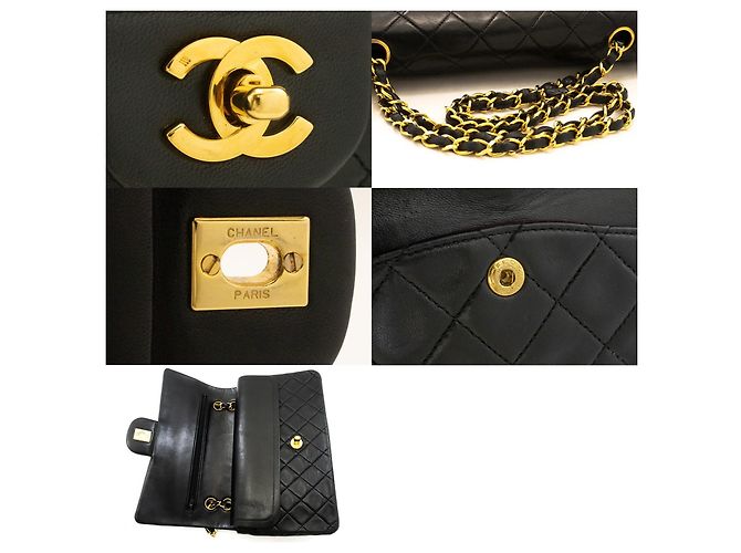 Chanel Classic Flap Lambskin Medium Nero - vista 7