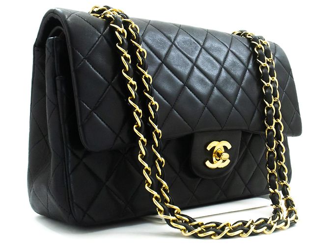 Chanel Classic Flap Lambskin Medium Nero - vista 3