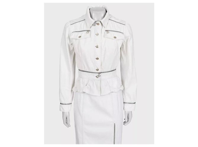 Christian Dior Structured White Jacket Skirt Suit Sz.M Pre-owned - view 5