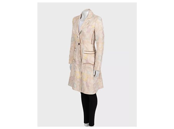 Abrigo ajustado Just Cavalli beige con estampado floral Sz.42/M de segunda mano - vista 2
