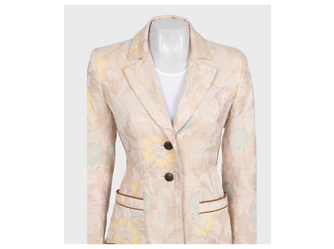 Abrigo ajustado Just Cavalli beige con estampado floral Sz.42/M de segunda mano - vista 4